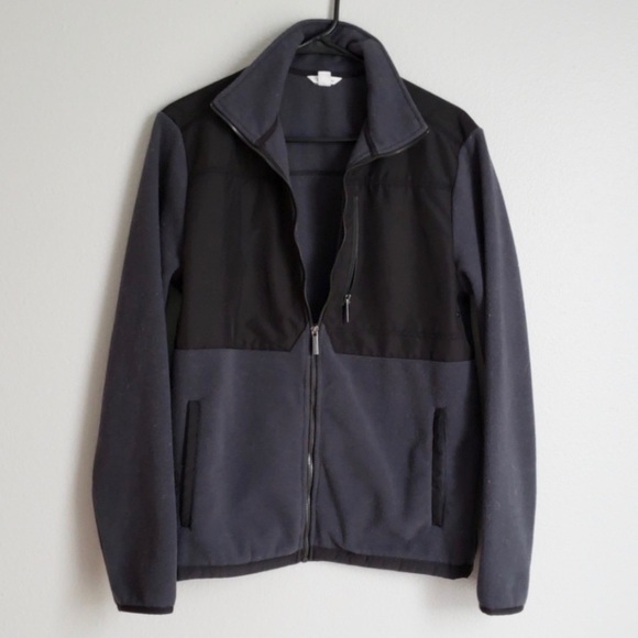 Calvin Klein Jackets & Blazers - Calvin Klein gray & black two tone mixed media full zip colorblock fleece jacket